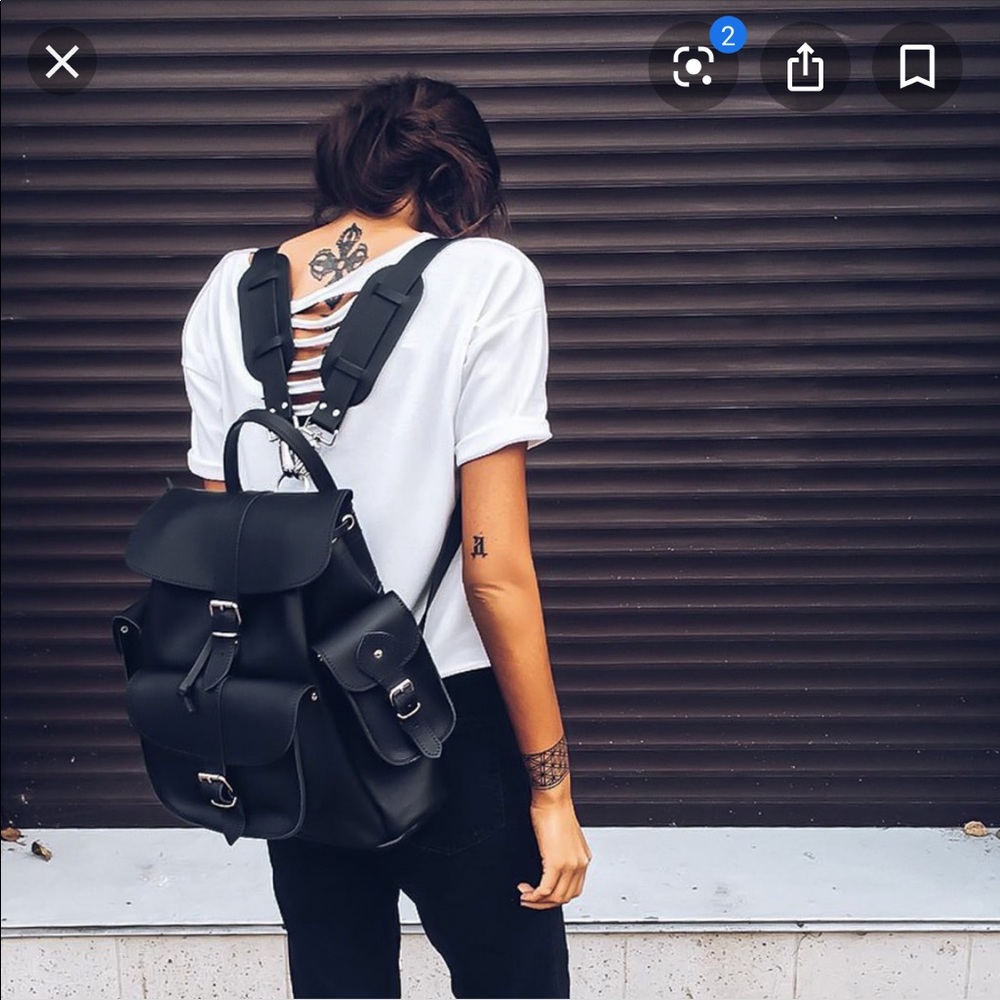 Grafea Black Leather Backpack Rucksack - Picture 5 of 7